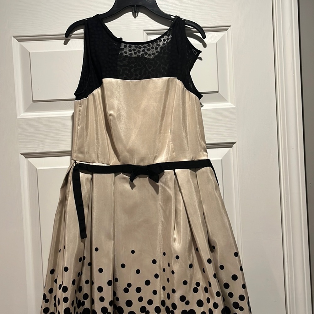 Taylor dress cream and black size 6 lace neckline